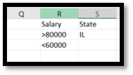 Setting up 'OR' criteria for salary